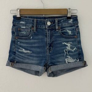 American Eagle Super Stretch Hi-Rise Shortie Denim Shorts